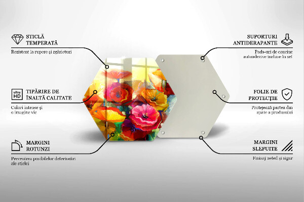 Glas Herdabdeckplatte Bemalte bunte Blumen