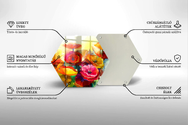 Glas Herdabdeckplatte Bemalte bunte Blumen