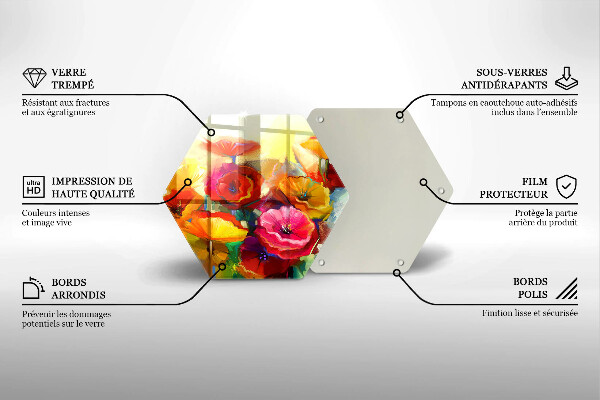 Glas Herdabdeckplatte Bemalte bunte Blumen