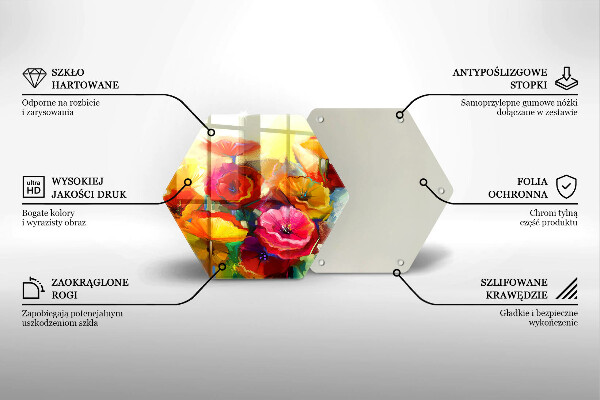 Glas Herdabdeckplatte Bemalte bunte Blumen