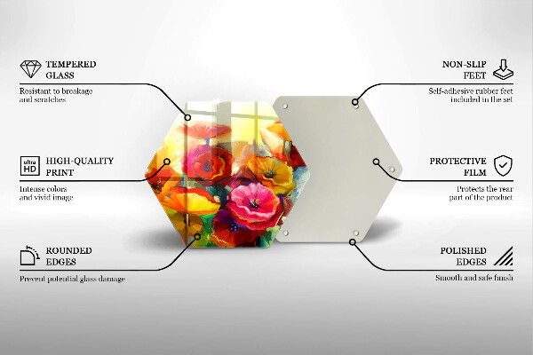 Glas Herdabdeckplatte Bemalte bunte Blumen