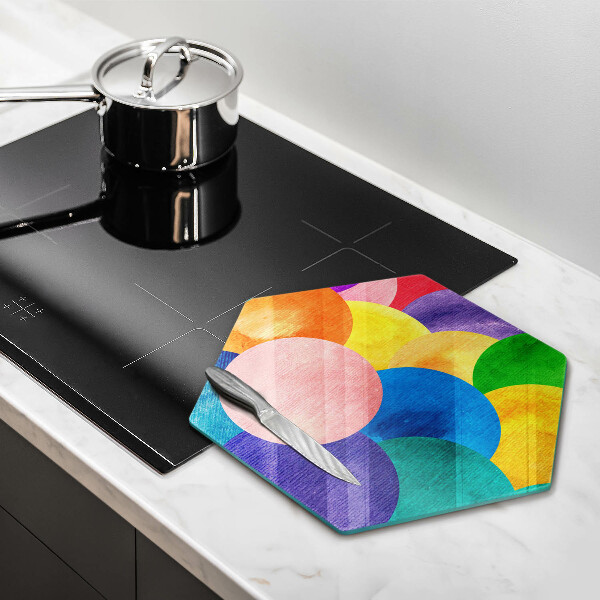 Glas Herdabdeckplatte Bunte Kreise