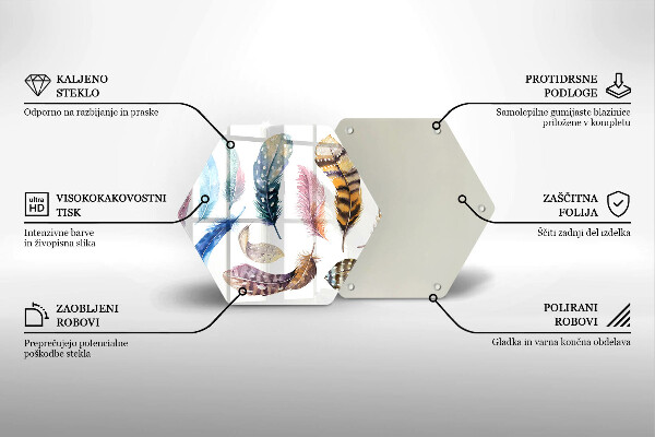 Glas Herdabdeckplatte Bunte Vogelfedern
