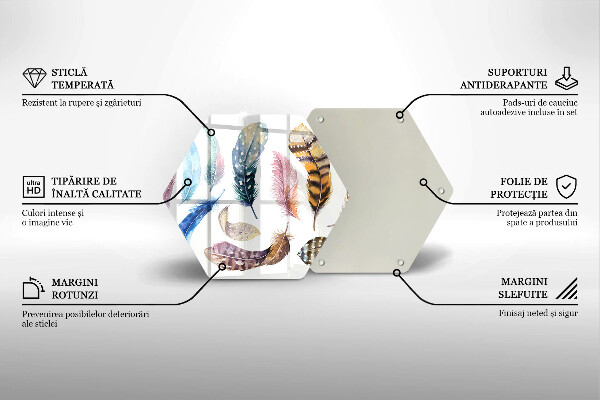 Glas Herdabdeckplatte Bunte Vogelfedern