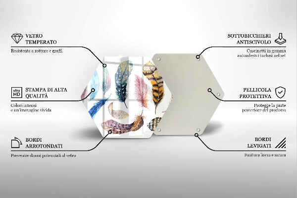 Glas Herdabdeckplatte Bunte Vogelfedern