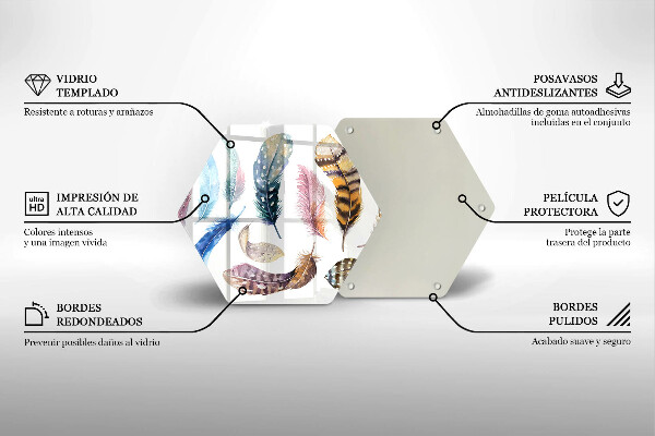 Glas Herdabdeckplatte Bunte Vogelfedern