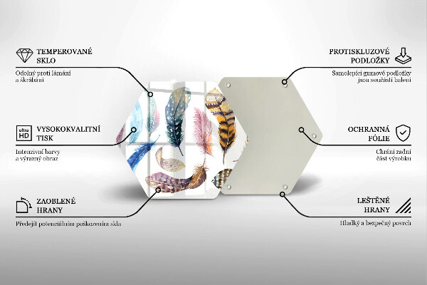 Glas Herdabdeckplatte Bunte Vogelfedern
