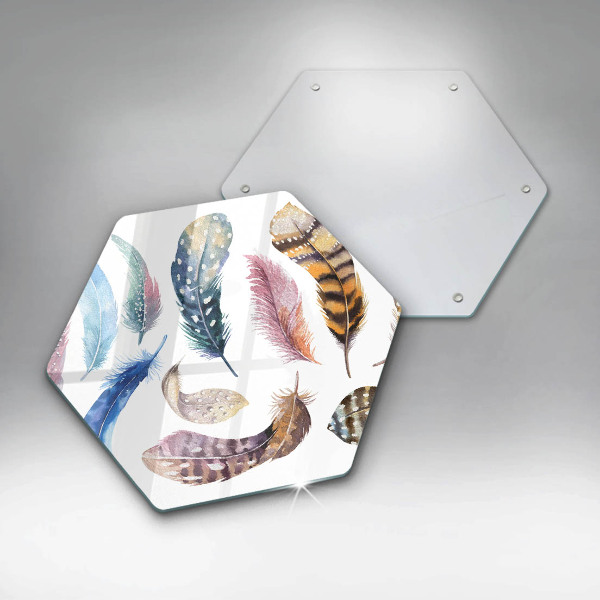 Glas Herdabdeckplatte Bunte Vogelfedern