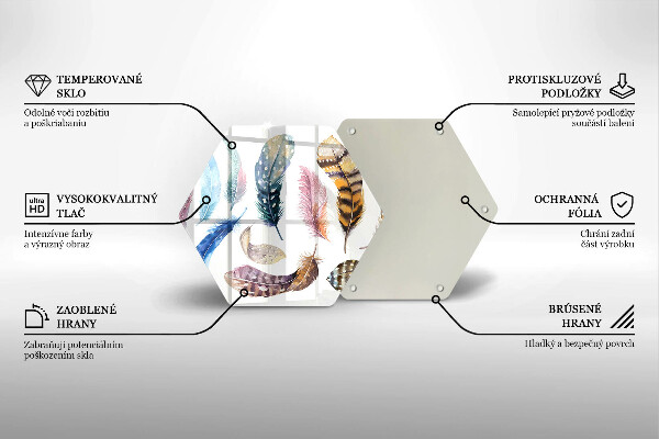 Glas Herdabdeckplatte Bunte Vogelfedern