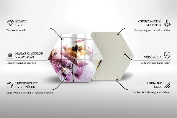 Glas Herdabdeckplatte Zarte Blumen