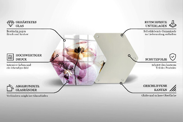 Glas Herdabdeckplatte Zarte Blumen
