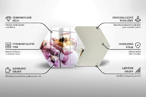 Glas Herdabdeckplatte Zarte Blumen