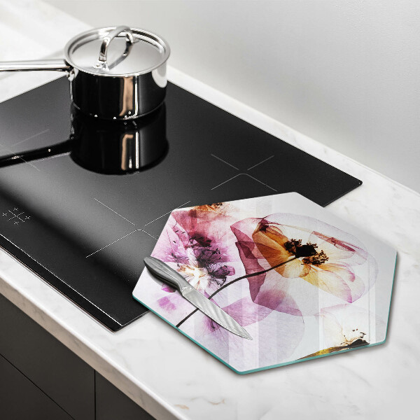 Glas Herdabdeckplatte Zarte Blumen