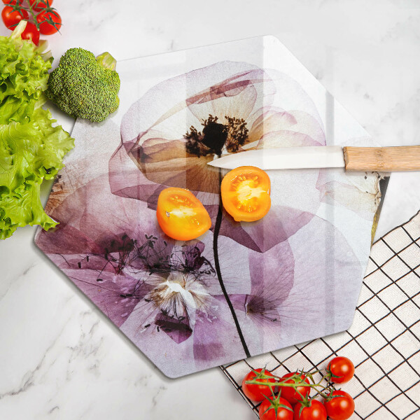 Glas Herdabdeckplatte Zarte Blumen