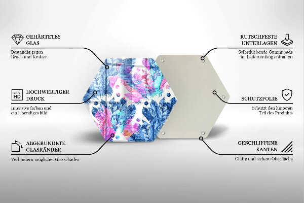 Glas Herdabdeckplatte Federn-Boho-Illustration