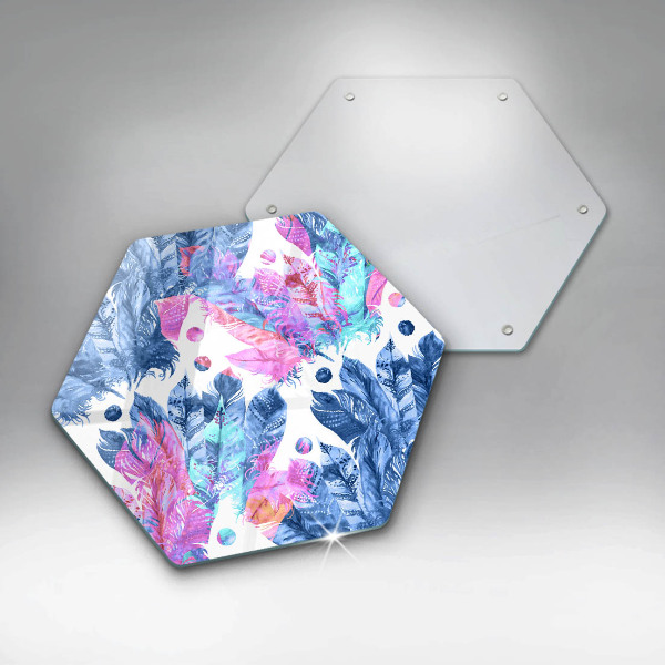 Glas Herdabdeckplatte Federn-Boho-Illustration