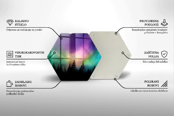 Glas Herdabdeckplatte Aurora Borealis und Wald