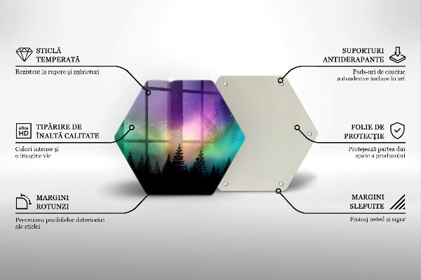 Glas Herdabdeckplatte Aurora Borealis und Wald