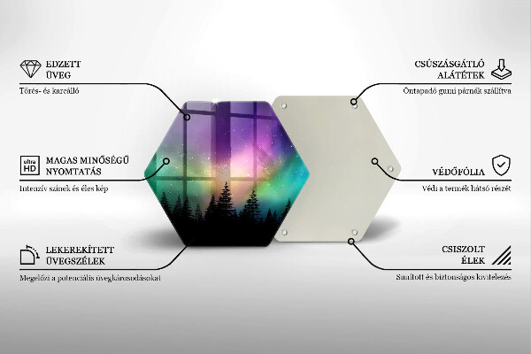 Glas Herdabdeckplatte Aurora Borealis und Wald