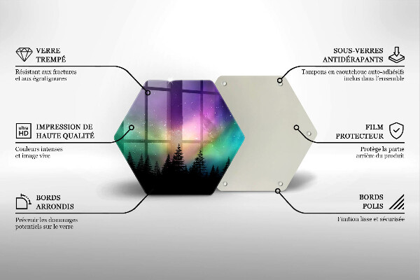 Glas Herdabdeckplatte Aurora Borealis und Wald
