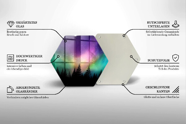 Glas Herdabdeckplatte Aurora Borealis und Wald