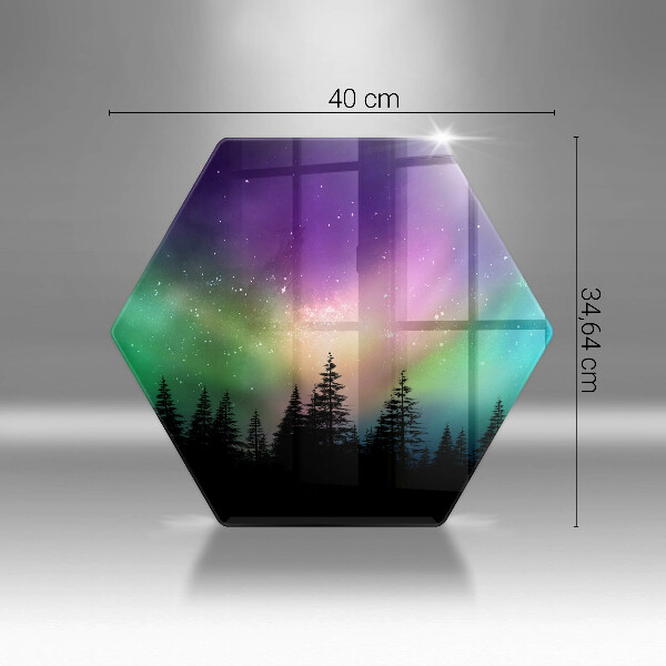 Glas Herdabdeckplatte Aurora Borealis und Wald