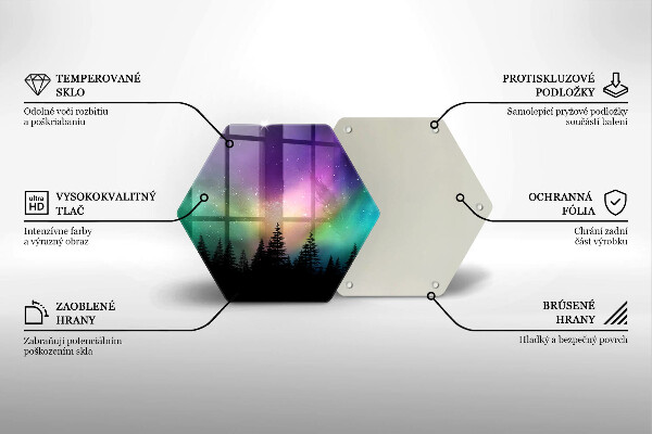 Glas Herdabdeckplatte Aurora Borealis und Wald