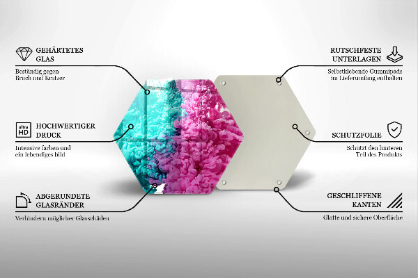 Glas Herdabdeckplatte Türkisrosa Rauch