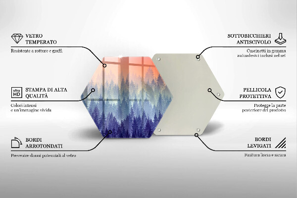 Glas Herdabdeckplatte Wald bei Sonnenuntergang