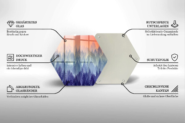 Glas Herdabdeckplatte Wald bei Sonnenuntergang