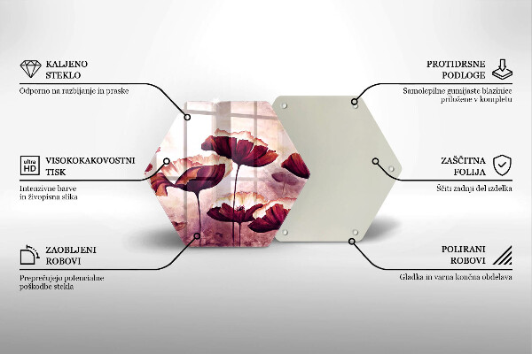 Glas Herdabdeckplatte Blumenmalerei