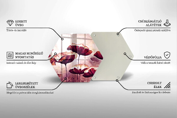 Glas Herdabdeckplatte Blumenmalerei