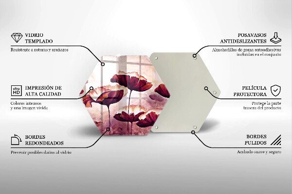 Glas Herdabdeckplatte Blumenmalerei