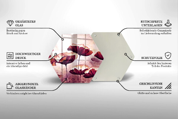Glas Herdabdeckplatte Blumenmalerei