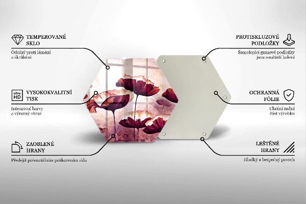 Glas Herdabdeckplatte Blumenmalerei