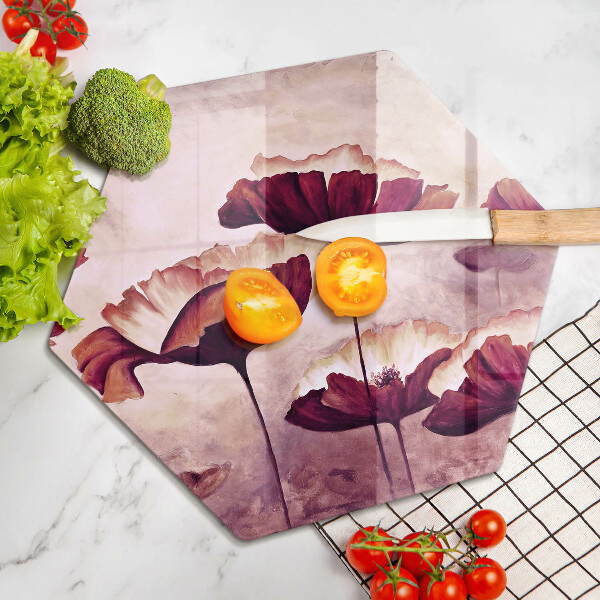 Glas Herdabdeckplatte Blumenmalerei