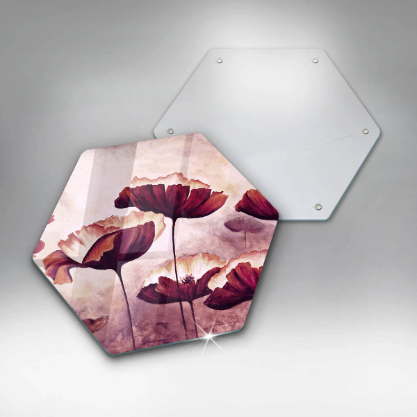 Glas Herdabdeckplatte Blumenmalerei