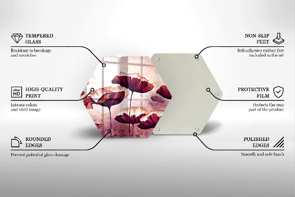 Glas Herdabdeckplatte Blumenmalerei