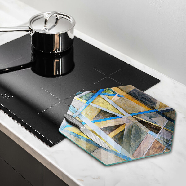 Glas Herdabdeckplatte Gemalte Linienabstraktion