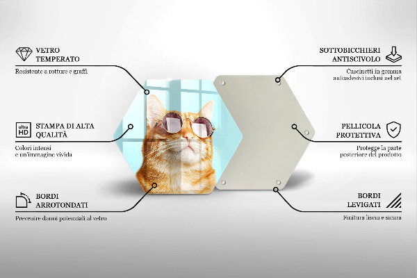 Glas Ceranfeldabdeckung Rote Katze mit Brille