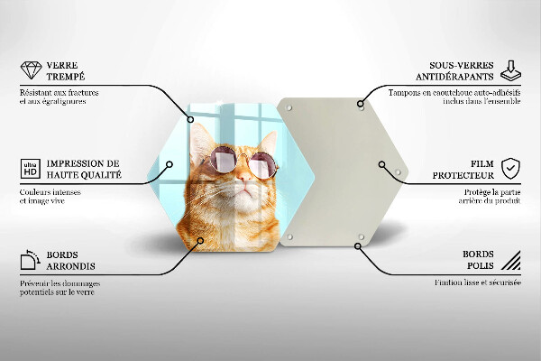 Glas Ceranfeldabdeckung Rote Katze mit Brille