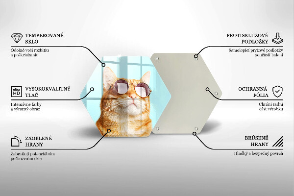 Glas Ceranfeldabdeckung Rote Katze mit Brille