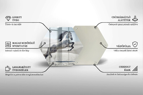 Glas Herdabdeckplatte Weißes Pferdeross