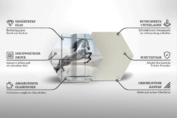 Glas Herdabdeckplatte Weißes Pferdeross
