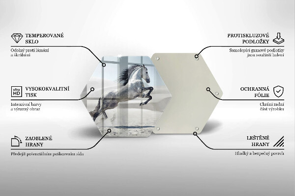 Glas Herdabdeckplatte Weißes Pferdeross