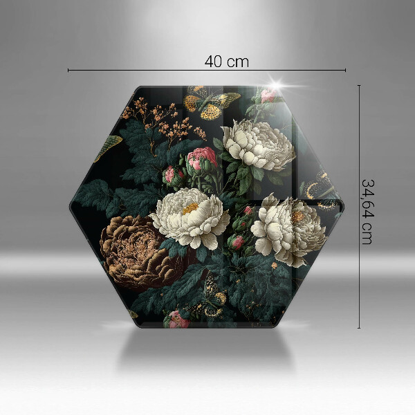 Glas Herdabdeckplatte Vintage Pfingstrosenblüten