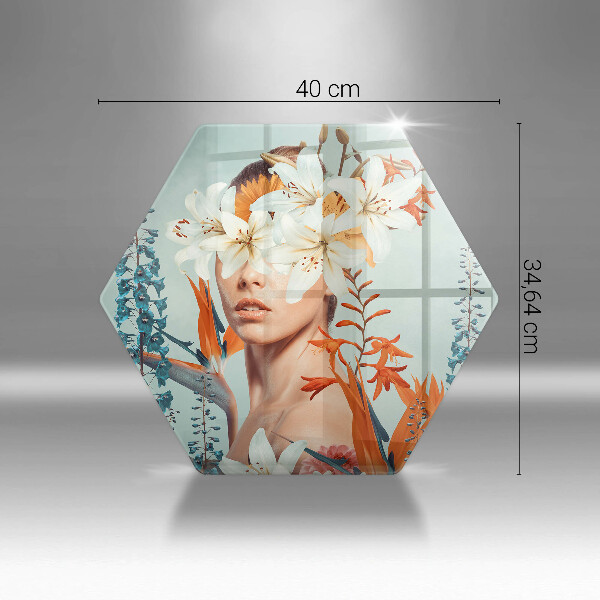 Glas Herdabdeckplatte Frau in Blumen