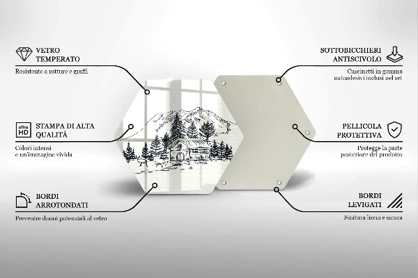 Glas Herdabdeckplatte Zeichnung einer Hütte in den Bergen