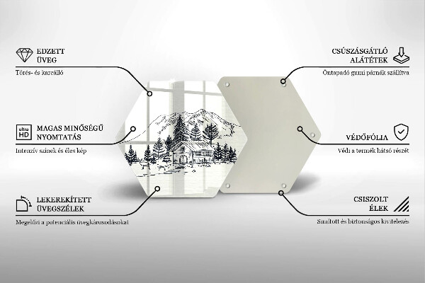Glas Herdabdeckplatte Zeichnung einer Hütte in den Bergen