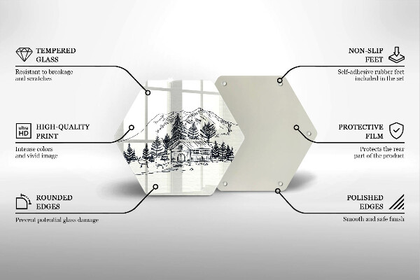 Glas Herdabdeckplatte Zeichnung einer Hütte in den Bergen